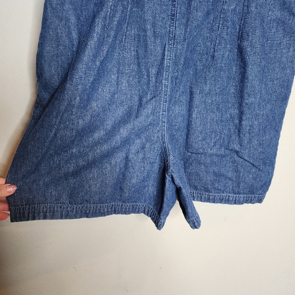 Boston Proper Denim Sleeveless Collared Button Front Romper. Size 6. Pockets. - Picture 10 of 15